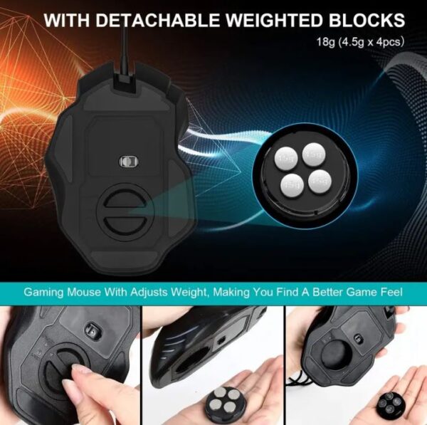 Ratón para juegos, TedGem con cable computadora con cable para juegos de PC con cable Hasta 7500 DPI, 7 botones programables, Mouse ergonómicos para Windows XP, Vista, WIN7, WIN8, Win10, MAC - Imagen 5