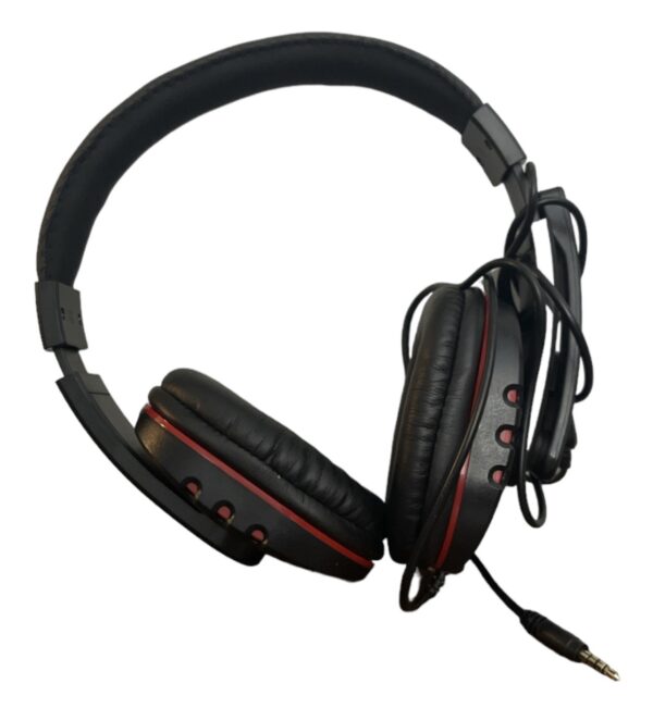 Eboxer Auriculares con cable para juegos de 0.138 in con micrófono, auriculares para juegos sobre la oreja para PS4 para PS5 para Xbox PC, orejeras de poliuretano suave y diadema retráctil (negro rojo)